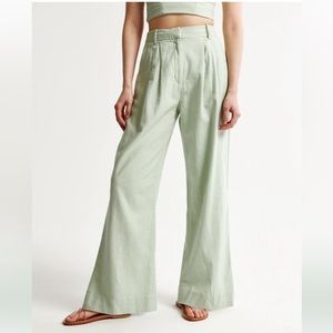 Curve Love Linen-Blend Tailored Wide Leg Pant